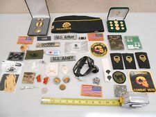 RARE SET LOT ARMY MILITARY ITEMS PINS MEDAL GEORGIA GUARD BUTTONS COMBAT VETS picture
