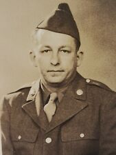 WWII Photo Vintage Military Portrait Soldier in Uniform B&W picture