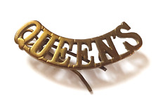 Queen's Title Queen’s West Surrey Regiment Shoulder Title Badge Brass 11mm - Org picture