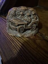 Vintage WW2 Soldiers & Jeep Paper Weight Syroco Wood  picture