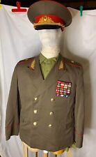 Vintage Soviet Russian Major General Uniform Tunic Shirt And  Hat,Trousers 1970s picture