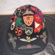 Handmade Militaria Hat Patchwork Army Badges WW2 Including Desert Rats, Navy Etc picture
