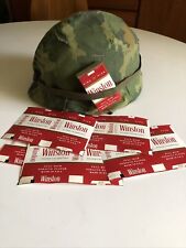 5 ORIGINAL Vietnam War Era 60’s WINSTON MILITARY Cigarette Pack Labels M1 Helmet picture