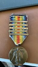 ORIGINAL WW1 VICTORY MEDAL & RIBBON U.S. WITH 5 BARS Clasps World War One Great picture
