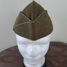 Vintage US Army OD Green Wool Garrison Cap Maroon & White Piping Medical Corps picture