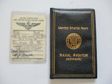 WWII US Navy Naval Aviator Pilot Credentials Wallet Case Certificate ID Cards  picture