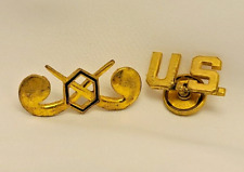 US WWII Officers Chemical Warfare Corps with US Lapel Insignia Gilt Pins WW2 Pin picture