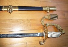 U.S. Navy Officer's Dress Sword in Scabbard with Engraved Blade ~ Vietnam Era picture