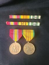 VIETNAM & NATIONAL DEFENSE SERVICE MEDALS 2 (Two) VIETNAM 3 RIBBON BARS picture