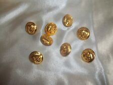 Lot of 8 New/Old Stock Gold Tone Buttons Military Navy Uniform 5/8