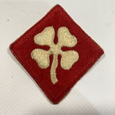 Vintage WW2 WWII US 4th Army embroidered patch Clover on red ORIGINAL picture