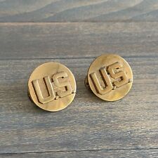 Two Original Vintage WW2 World War II US Army  Enlisted Collar Disc Pin  (W5) picture