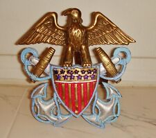 Vintage WWII Bronze / Brass Eagle  NAVY NAMED Plaque Stand  WW2 Rare USN  7