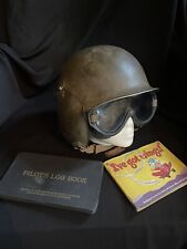 WWII US AIR CORPS M3 Flak Helmet Named Bomber Pilot With Polaroid M-1944 Goggles picture