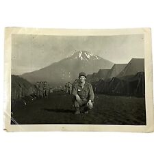 WW2 Era US Military Camp Photo Occupying Forces Japan Mt. Fuji Soldiers Tents picture