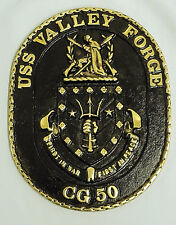 SOLID BRASS US NAVY USS VALLEY FORGE CG-50 SHIPS CREST INSIGNIA PLAQUE picture