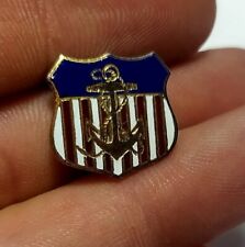 VINTAGE RED WHITE & BLUE ENAMEL  w/ ANCHOR WWII MILITARY PIN Sterling Silver picture
