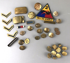 Vintage Militaria Lot Brass, Rank, Insignia, Patch, Uniform Buttons Some WWII picture