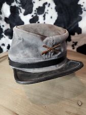 Vintage Military  Civil War Re-enactment Suede Leather Gray Hat Size Medium picture