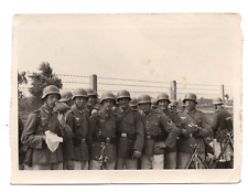 WW2 WWII Original German Steel Helmet soldiers photo w swords Rifle tripods picture