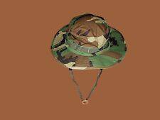U.S MILITARY STYLE HOT WEATHER BOONIE HAT WOODLAND CAMOUFLAGE RIP-STOP MEDIUM picture