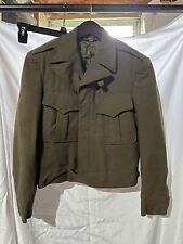 VTG US Army Olive Green Button Front Ike Wool Field Jacket Mens 34S 1946 picture
