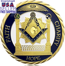 Gold Plated Master Mason Symbol Proud Freemason Challenge Coin… picture