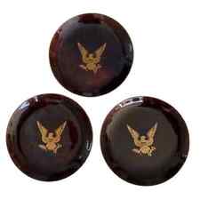 BOVANO USA Small Brown Enamel Dishes - Gold Eagle Coat of Arms Army Seal picture
