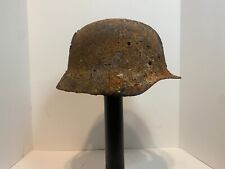 Relic ww2 battle damaged german helmet shell M40 ground dug picture