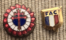 WWII French Resistance Support France Cross of Lorraine & FAC Enamel Pins Allied picture