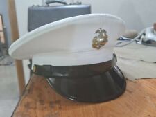 USMC Dress white marine hat -  White vinyl - never worn Reproduction all sizes. picture