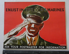 Rare Original  Vtg Korean War  War Recruitment Poster Enlist in the U.S. Marines picture