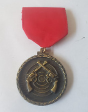 Pistol Shooting Medal Red Ribbon Crossed Revolvers picture
