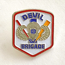 US Army Combat 82nd Airborne AA Devil Brigade Crest DUI DI Enamel Pin 7/8” picture