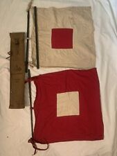 WW1 US Signal Corps 2 Wig Wag Flags & Metal Poles Canvas Bag 1918 picture