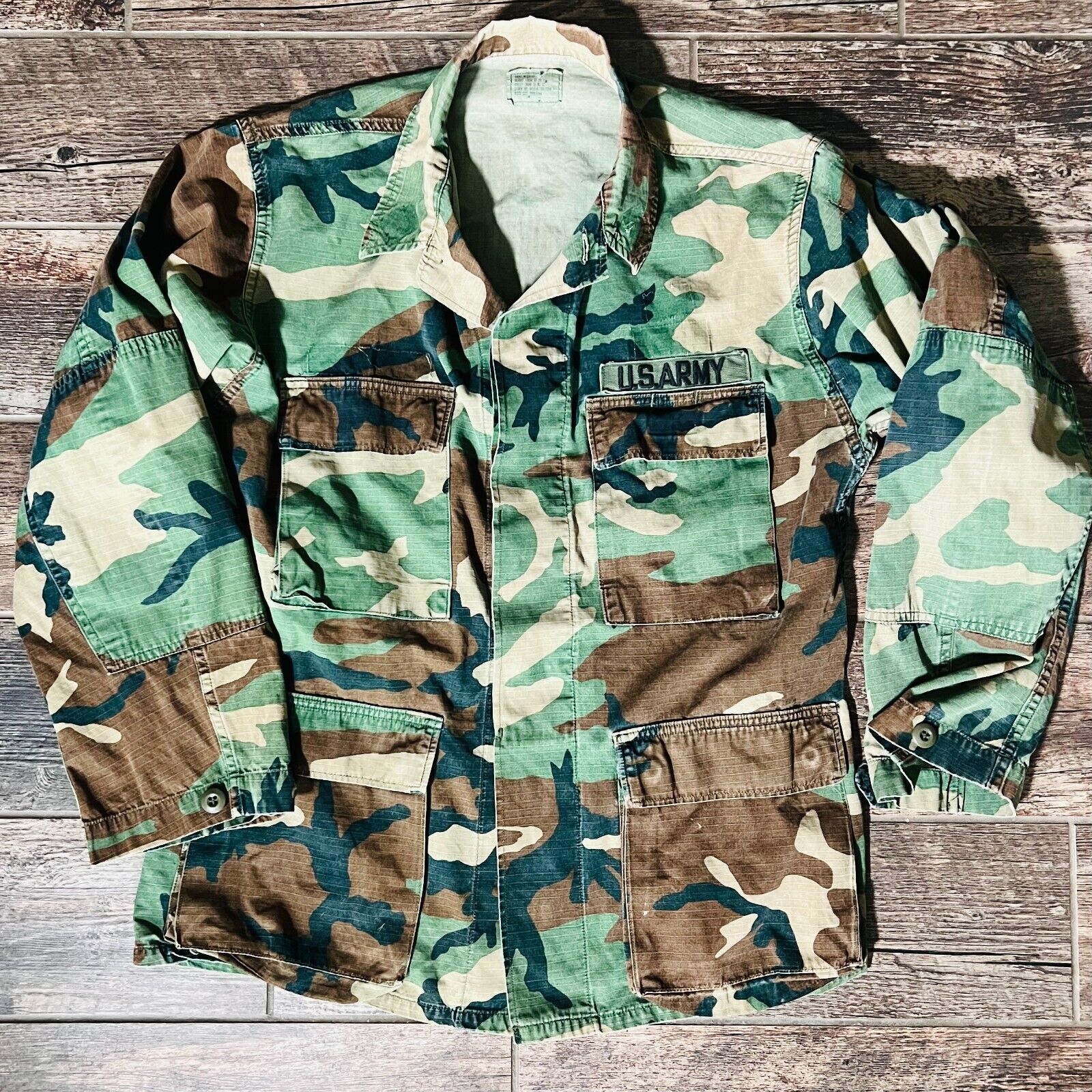 Vintage US Army Military Woodland Camo Field Jacket Small Regular
