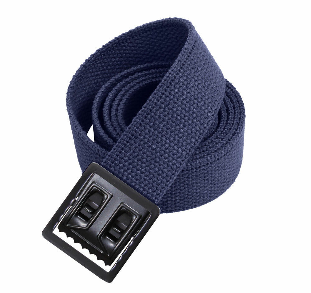 US MILITARY STYLE NAVY BLUE WEB BELT WITH BLACK OPEN FACE BUCKLE