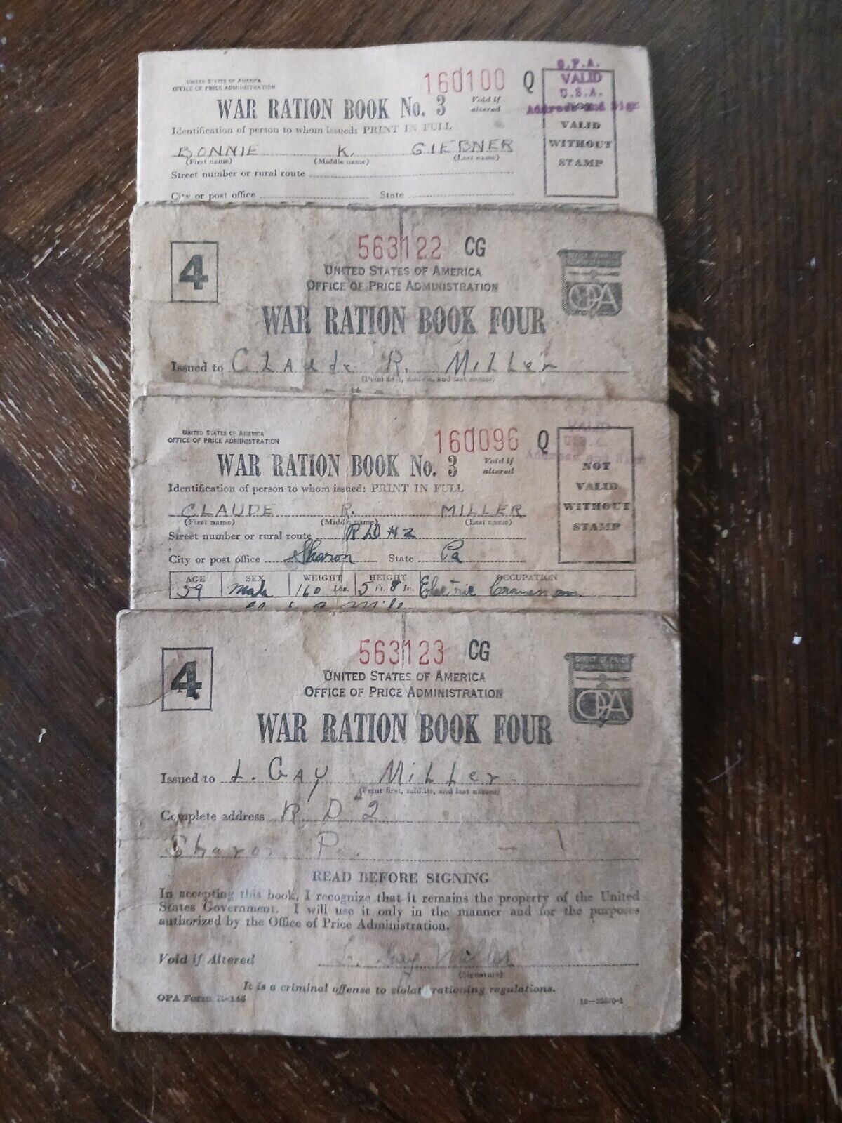 WWII World War II War Ration Books LOT No. 3 And No. 4