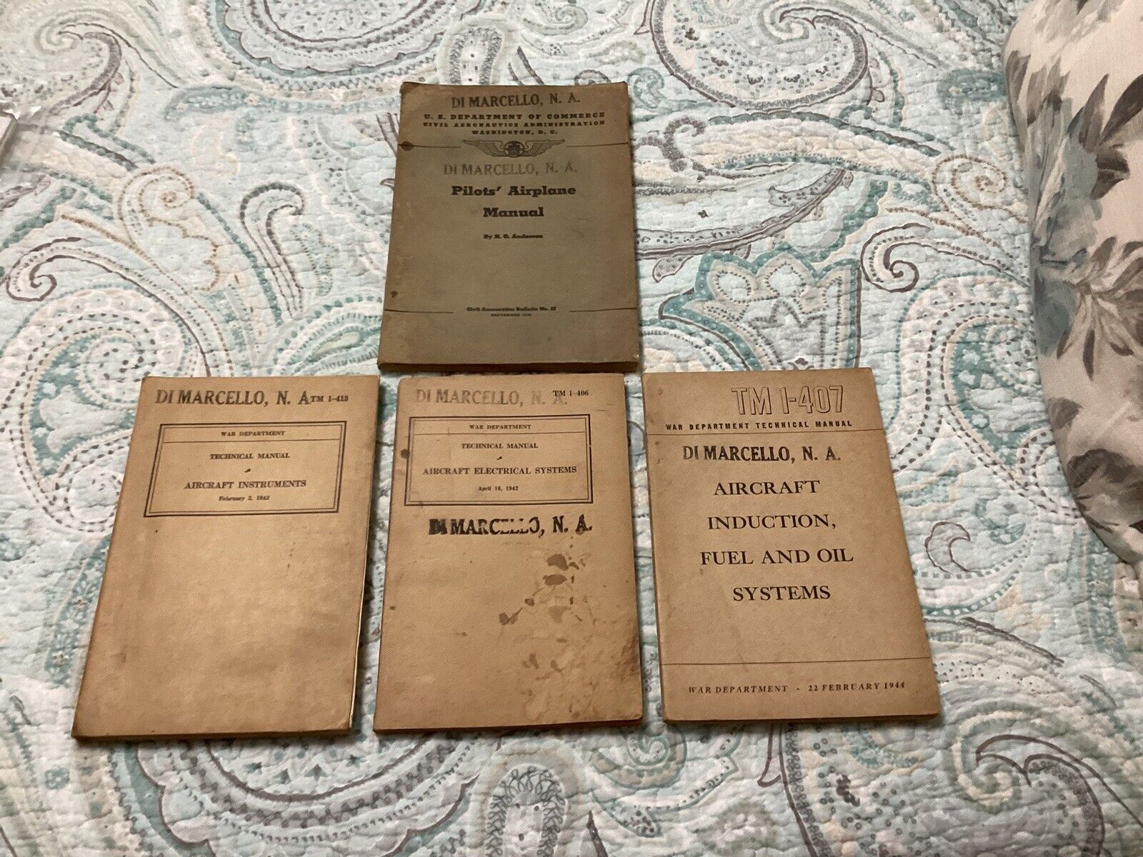 Lot Of 4 WWII Airplane Pilot Fuel Oil Instruments Electrical Books Military War
