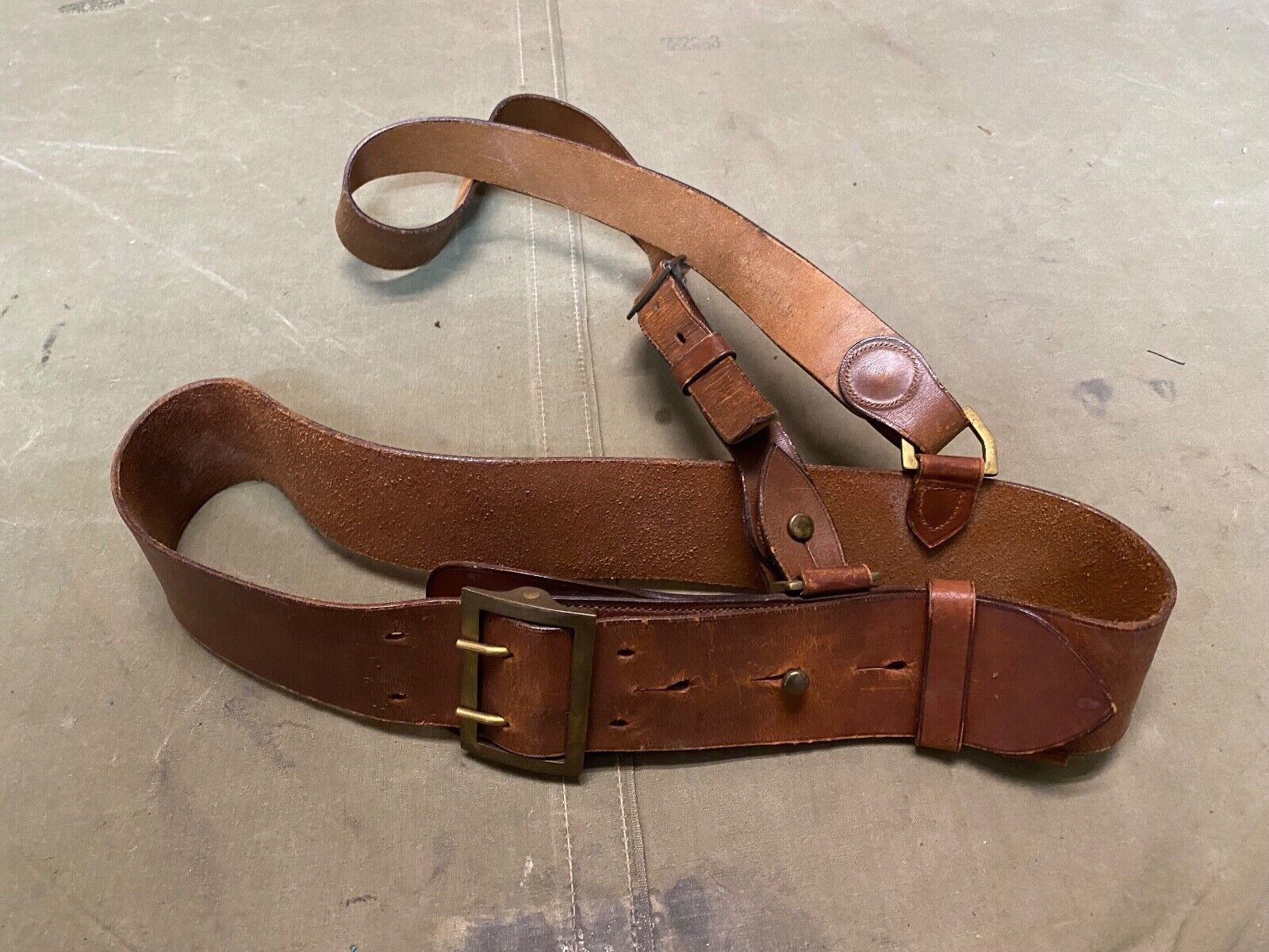 ORIGINAL WWI US ARMY OFFICE M1917 SAM BROWNE FIELD BELT & STRAP-FITS TO A 32 IN