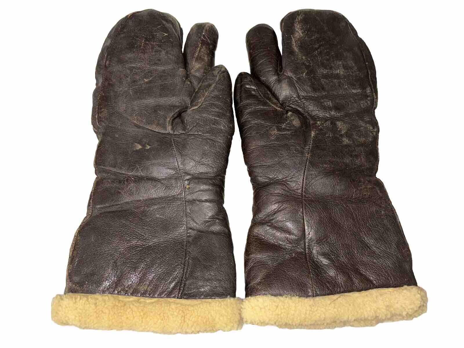 Vintage WW2 US ARMY AIR FORCE LEATHER BOMBER GLOVES GUNNER  TYPE A-9A Large