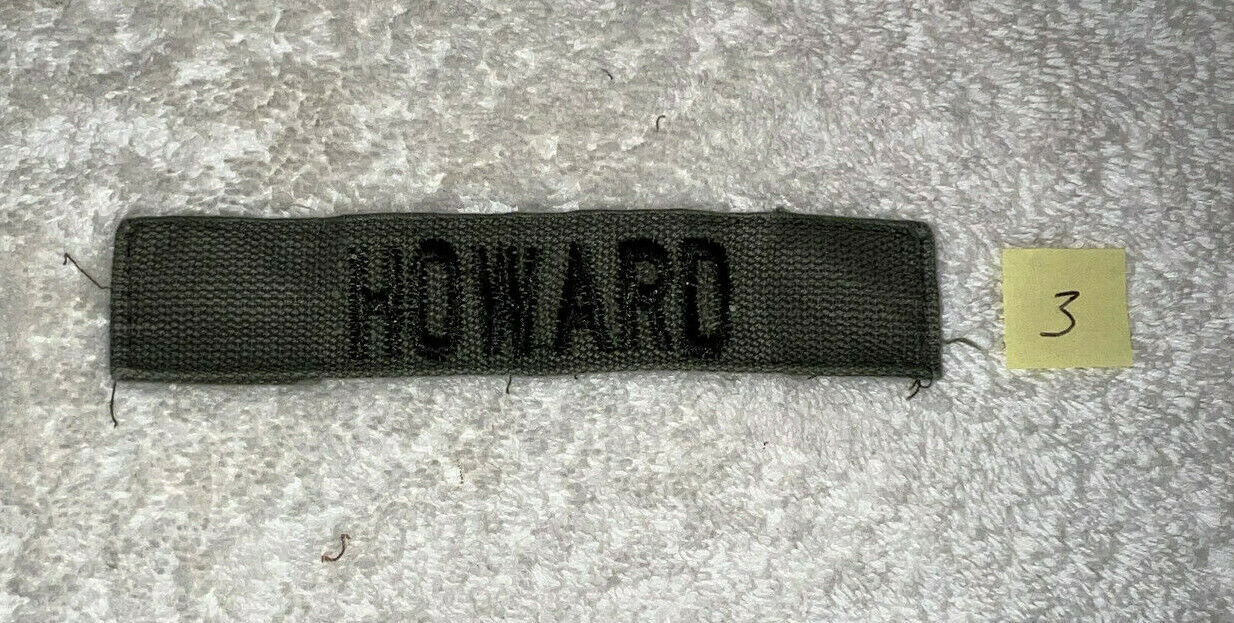 HOWARD - U.S. ARMY NAME TAPE TAG GREEN BLACK LETTERS STRIP MILITARY PATCH SEW ON