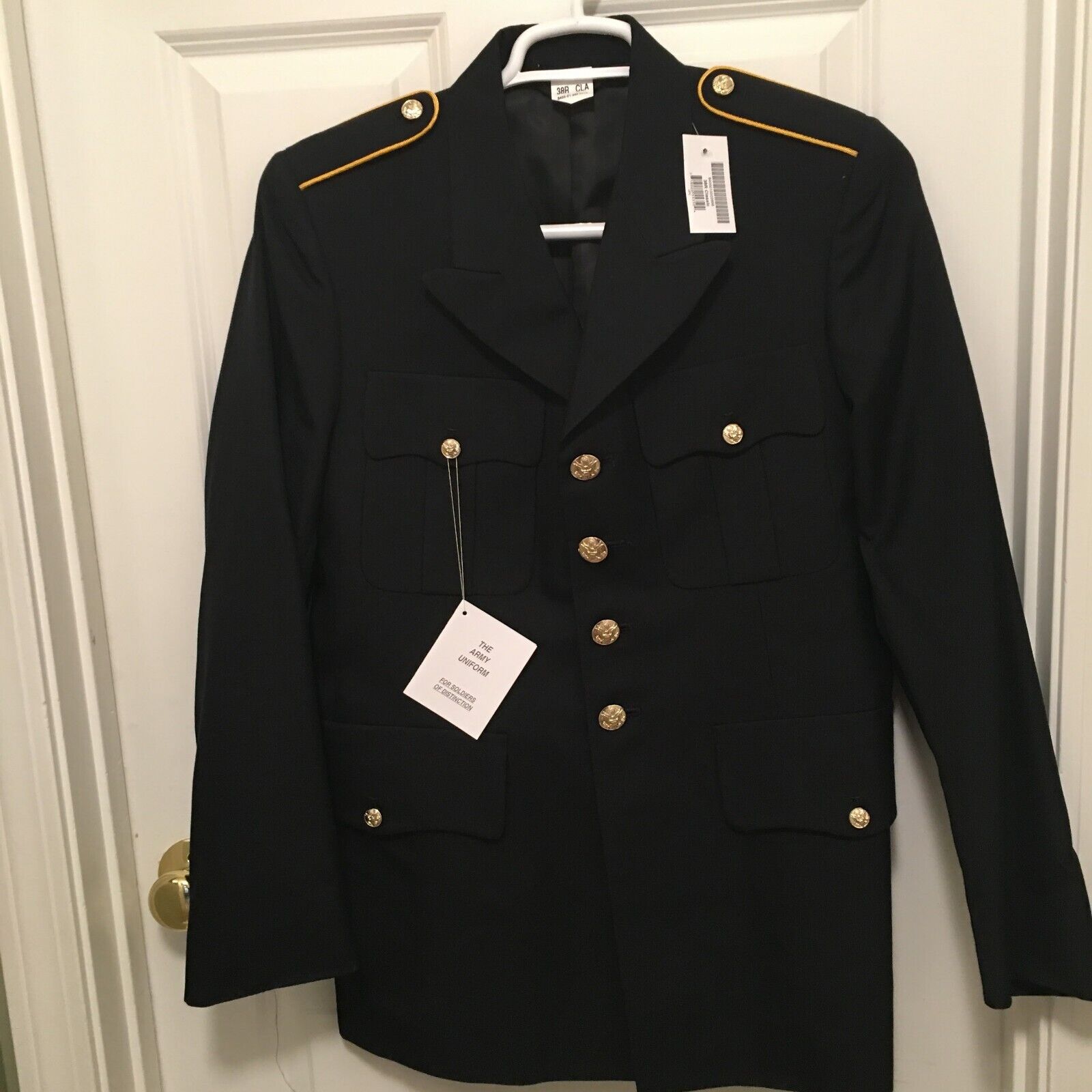 US Army Men’s Military Service Dress Blue Uniform Jacket Coat Size 38R
