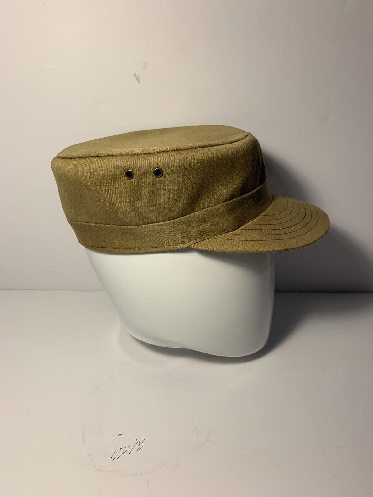 US WW2 M1943 Cotton Field Cap Hat (with Ear Flaps) Size 7 3/8 Reproduction Khaki