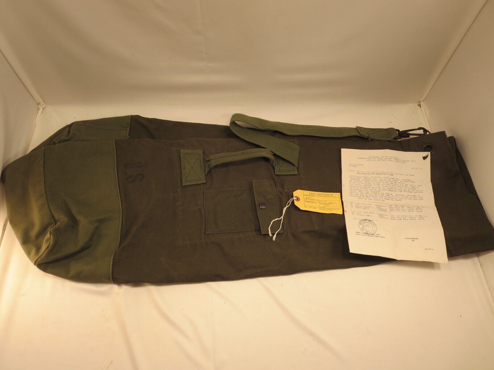 Vintage US Military Duffle Bag Rucksack Canvas with 1975 Marching Orders