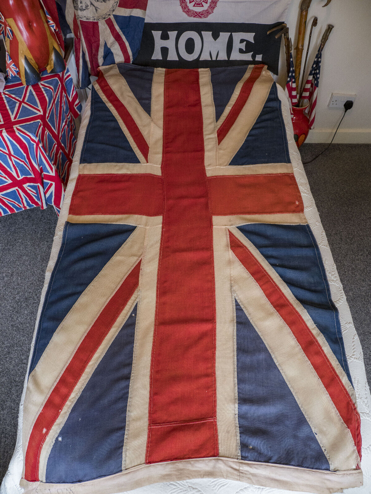 British WW2 Dated 1943 Vintage Panel stitched  Union Jack Flag / old