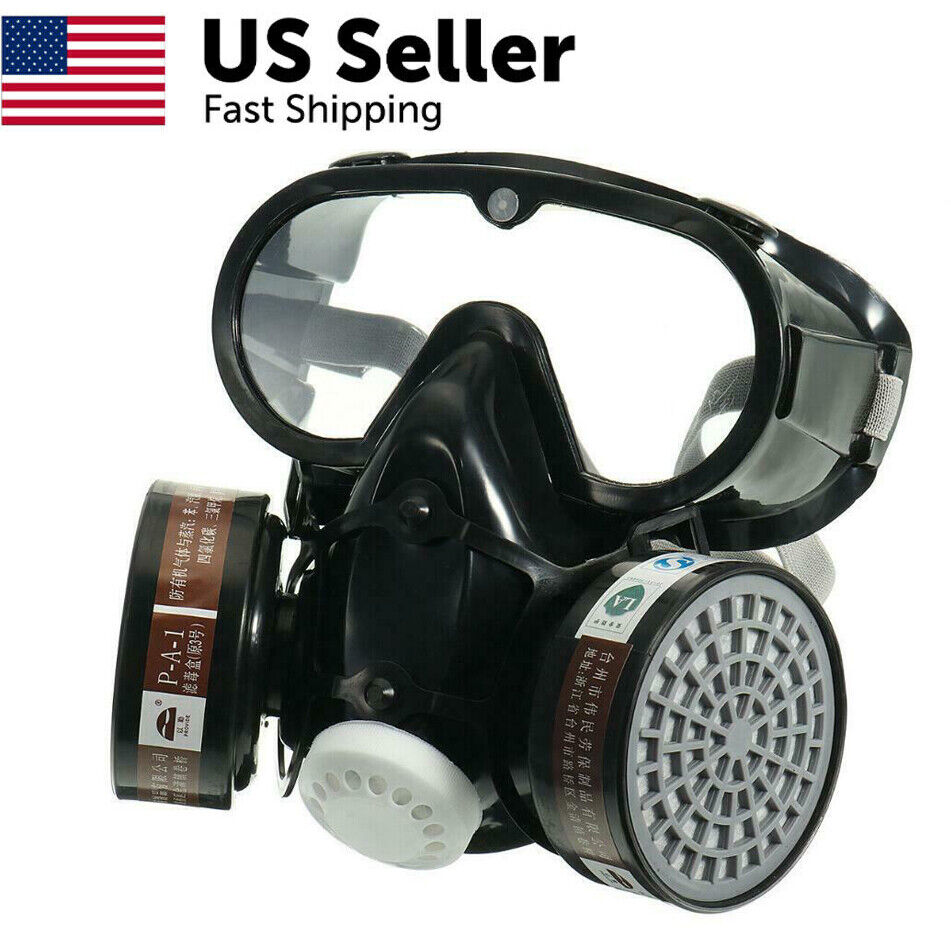 Respirator Gas Face Mask Safety Chemical Dustproof Filter Military Eye Goggle