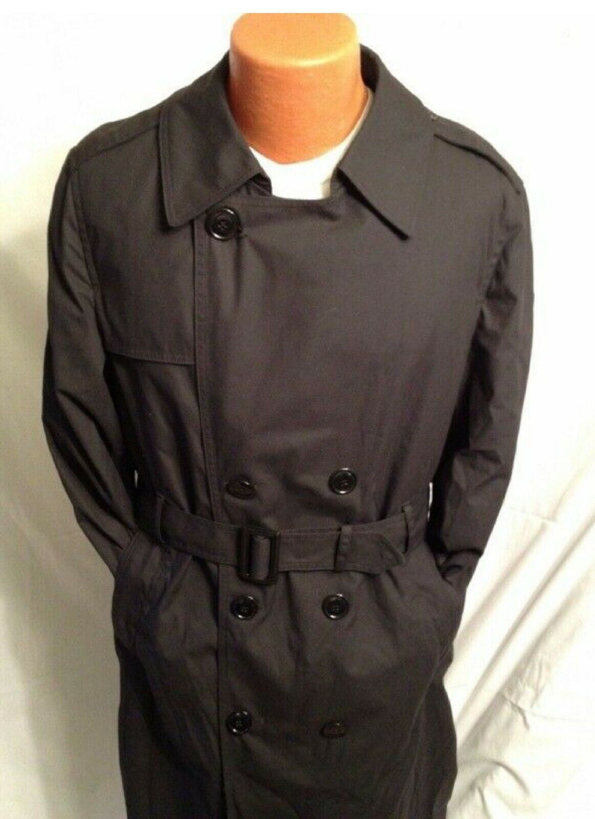 US ARMY MILITARY ISSUE COAT ALL WEATHER BLACK TRENCH MEN'S 42S JACKET OVERCOAT