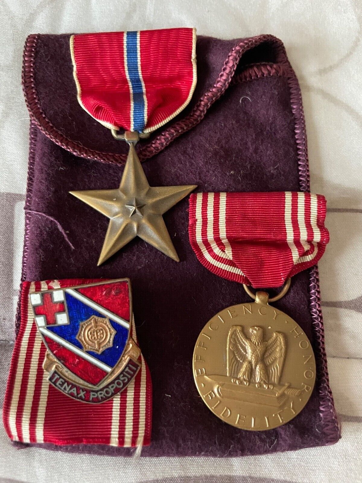  WW2 Era US Army Military Bronze Star Medal Ribbon Pin & Others Lot of 3