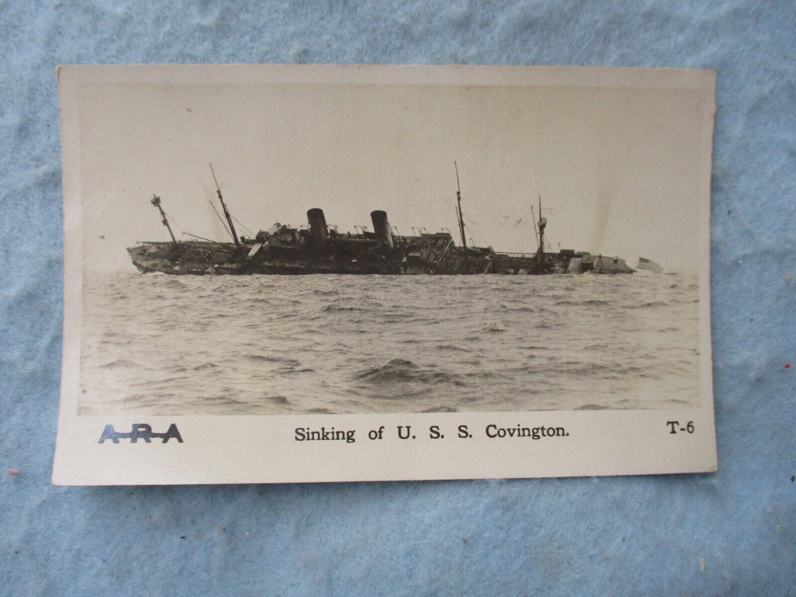 WWI US Home Front ARA Photo Post Card USS Covington Torpedoed Sinking 1918 WW1